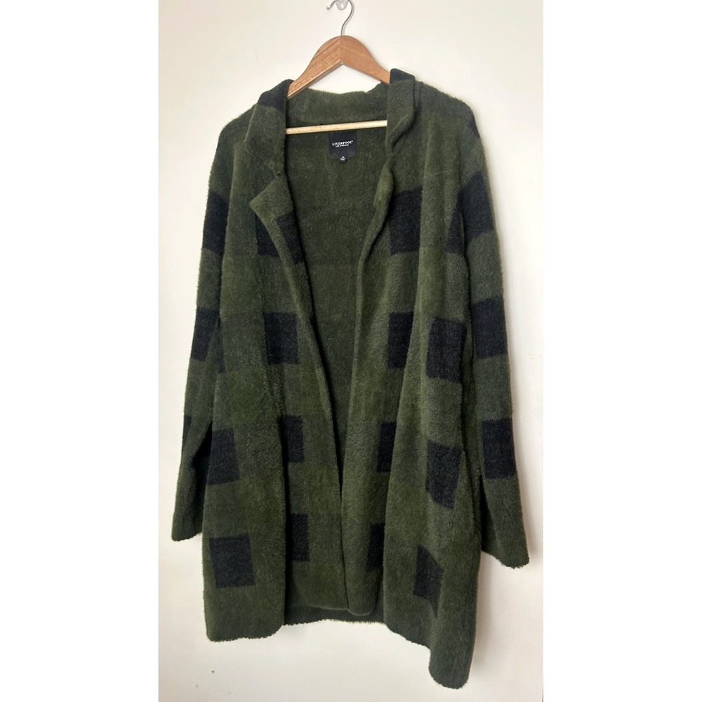 Liverpool Warm Coatigan Old Money Closet Staple Large Check Plaid Size XL